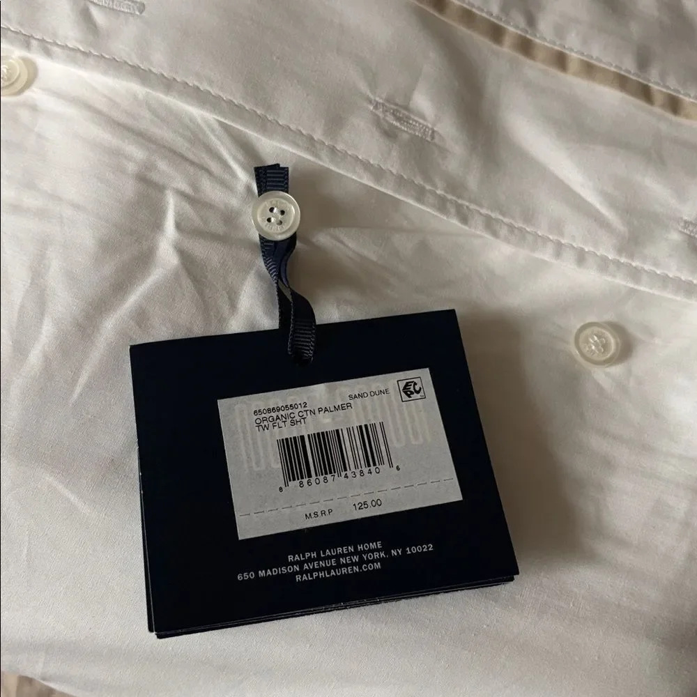 NWT Ralph Lauren Organic Cotton Palmer Twin Flat Sheet Sand Dune